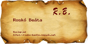 Roskó Beáta névjegykártya